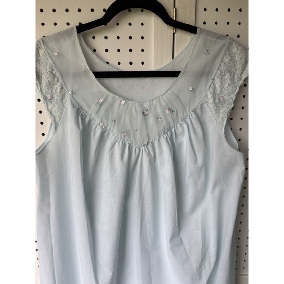 Vintage Sears Perma Prest Night Gown Dress Lace Trim Light Green Size 36-38 - Picture 2 of 8